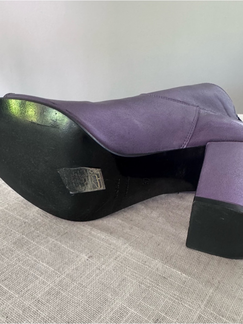 Claire Venezia Metallic Purple Leather Peep Toe Ankle Booties EU 37 - Picture 8 of 15